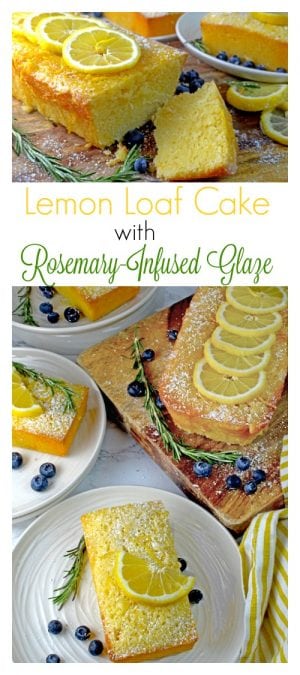 This Lemon Loaf Cake Recipe features the juice and zest of fresh lemons topped with a rosemary-infused lemon glaze for a sheer magical tasting dessert that is irresistible.