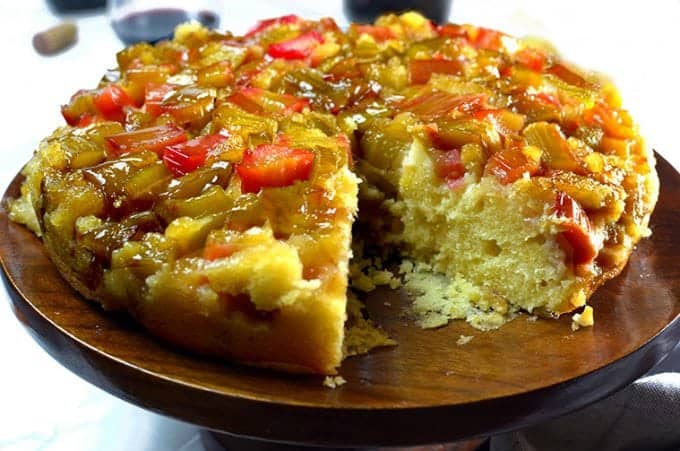 rhubarb upside-down cake recipe by Platter Talk