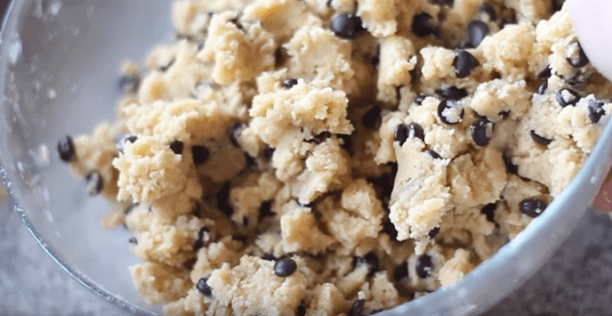 A bowl of cookie dough