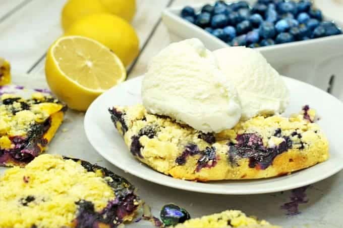 Blueberry Pie Bars with Ice Cream
