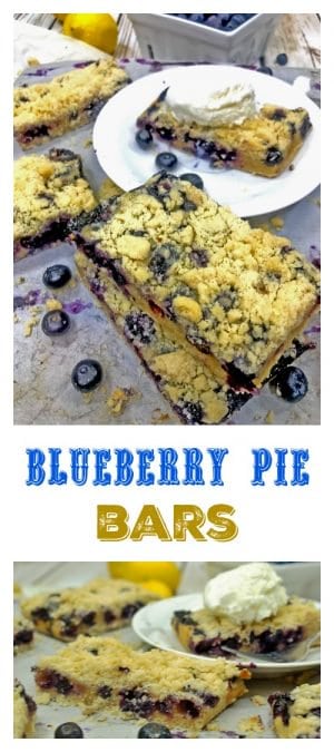 Blueberry pie bars stacked