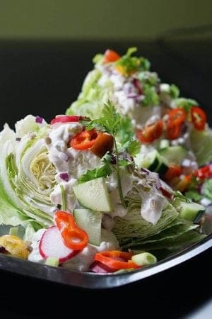 A great salad to go with sloppy joe mac and cheese.