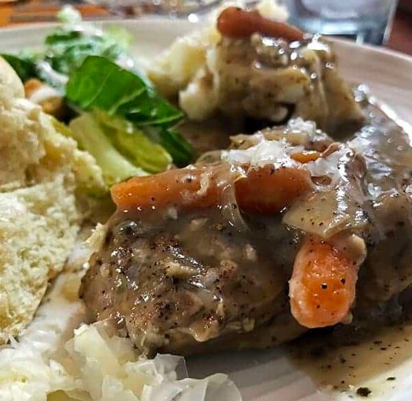 Savory Pork Chops in Apple Cider & Mushroom Gravy