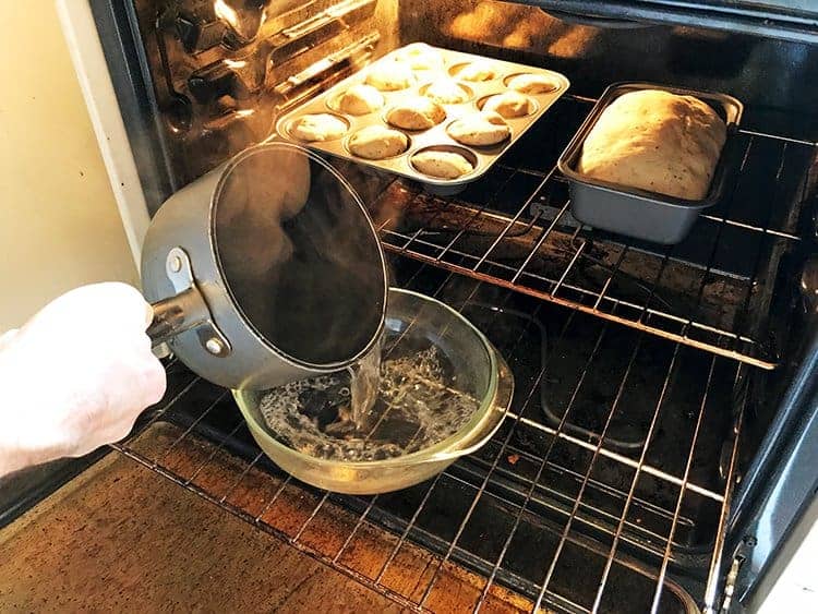 Steaming the Dough in the oven for Herb Bread Recipe