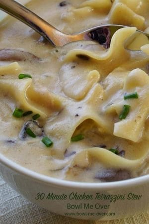 A close up of a bowl noodles in cream sauce