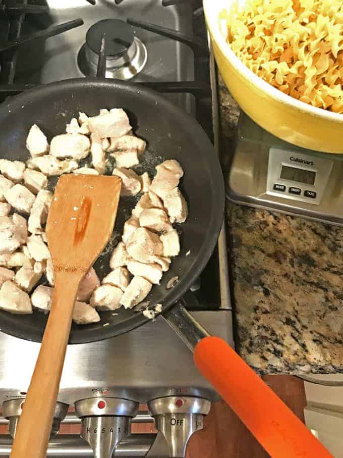 Sauteeing chicken in a skillet