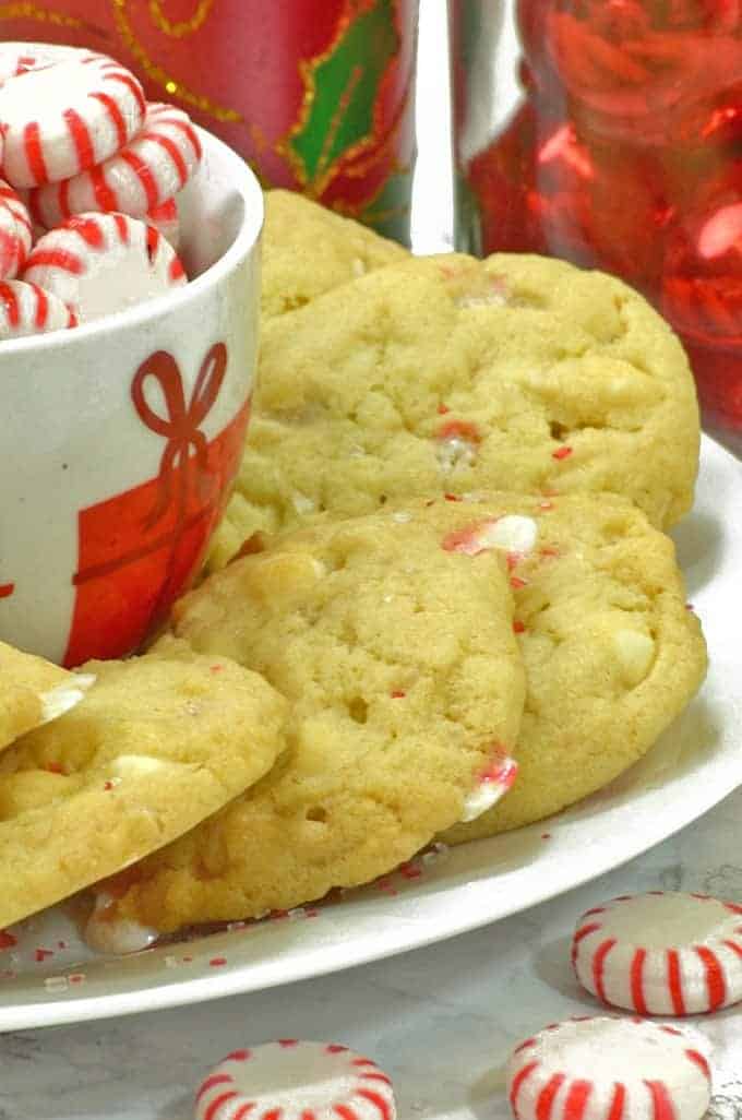 A plate of cookies with mint candy