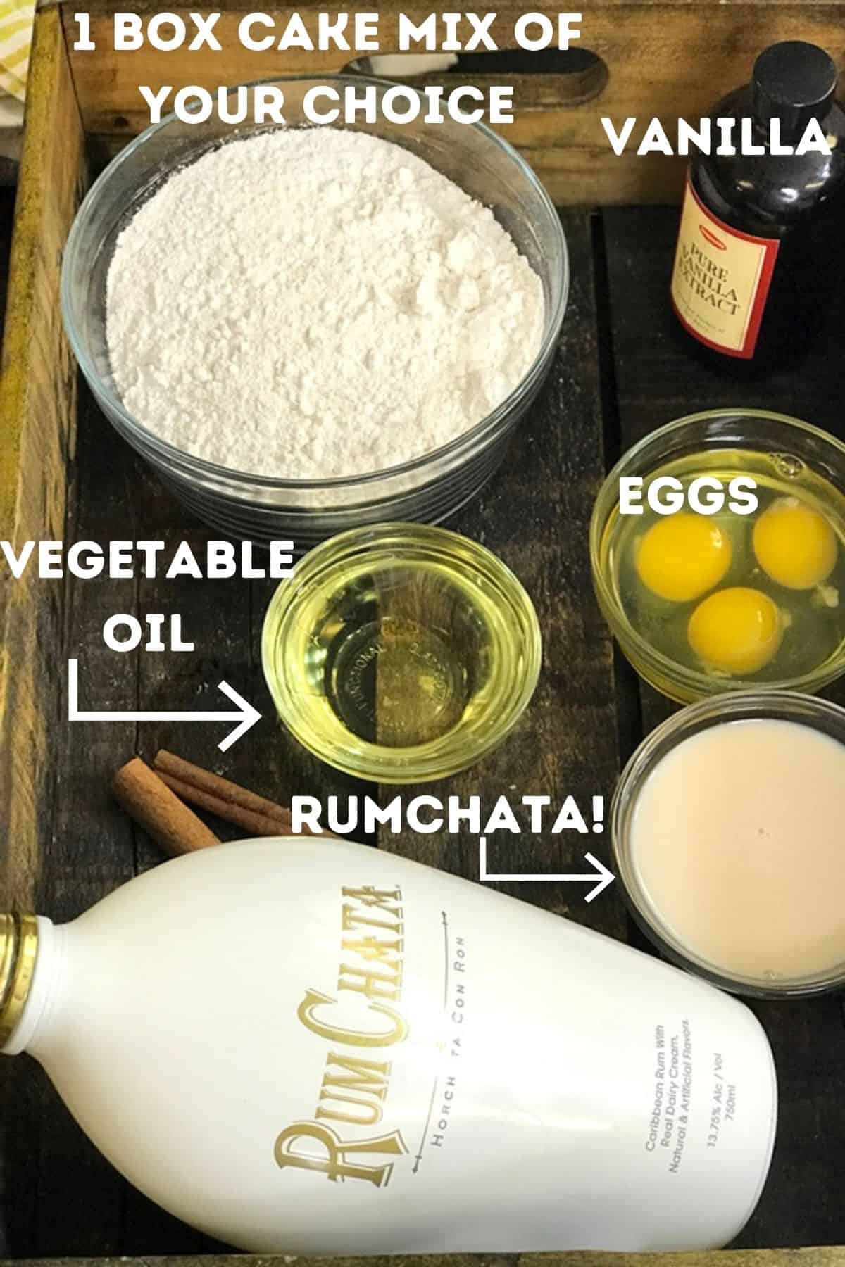 RumChata and other ingredients for cupcakes