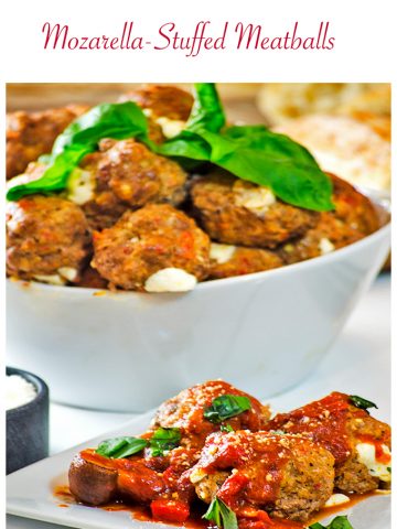 Serving bowl of meatballs with dish of meat balls in front