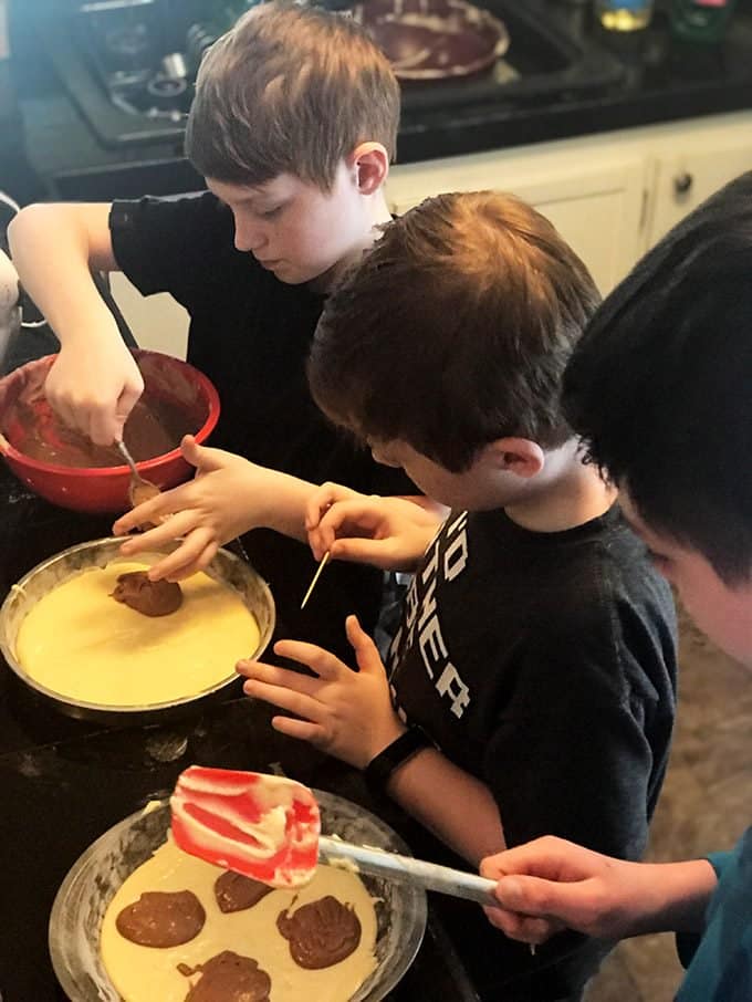 Making a marble cake from scratch.