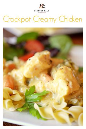 This Creamy Crock-Pot Chicken from Platter Talk is easy on the budget, takes less than 10 minutes to prep, and is loved by kids and adults alike! If you’re looking for boneless skinless chicken crockpot recipes, this chicken breast meal is just the ticket for a delicious dinner tonight! #creamycrockpotchicken #slowcookerchicken #bonelessskinlesschickencrockpotrecipes #chickenbreasts #creamofchicken