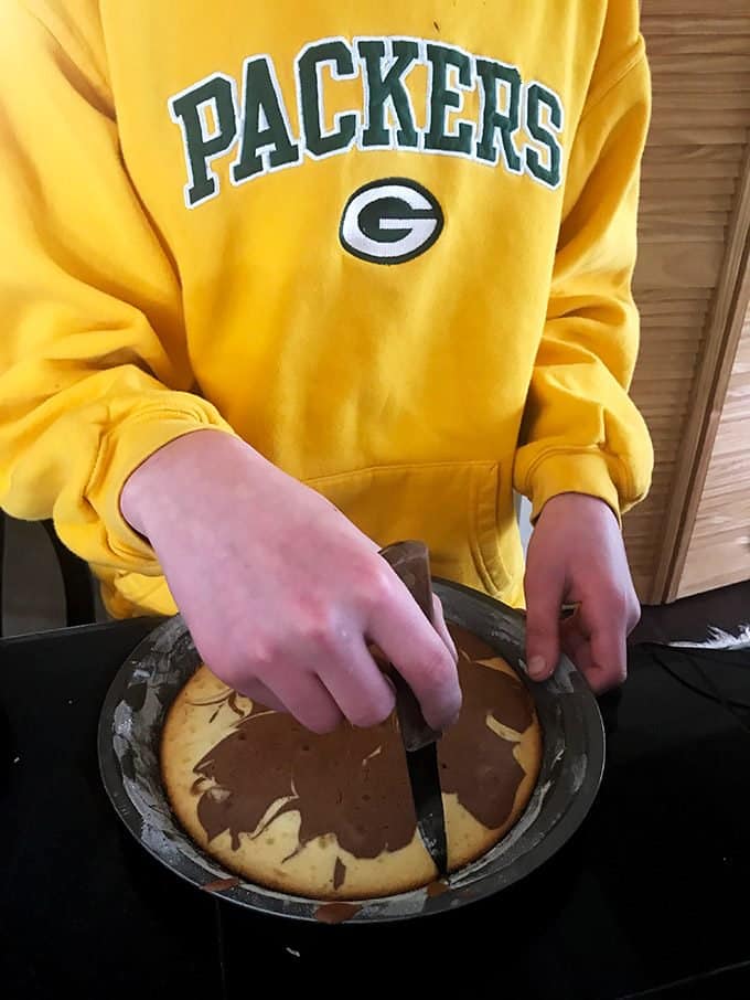 Loosen the sides of the cake from the pan after it is cool.