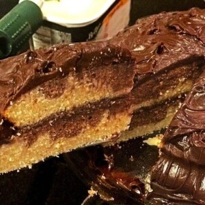 A close up of a chocolate cake