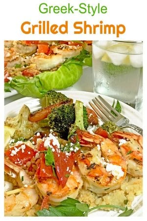 Greek-Style Grilled Shrimp from Platter Talk can be prepared over hot coals or under the broiler. Make this marinated grilled shrimp in under 30 minutes!
