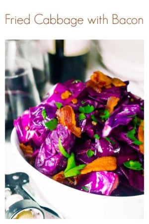 Fried Cabbage with Bacon from Platter Talk is an easy cabbage recipe and the perfect holiday side dish or savory fall recipe.