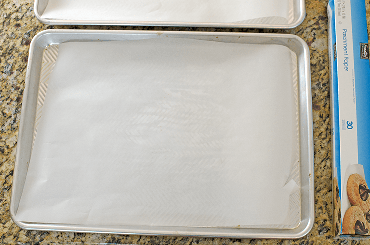 Sheet pan with parchment paper