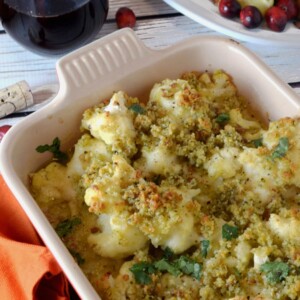 Pan of cauliflower gratin