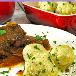 Plate of Kartoffelknödel with Savory Meat