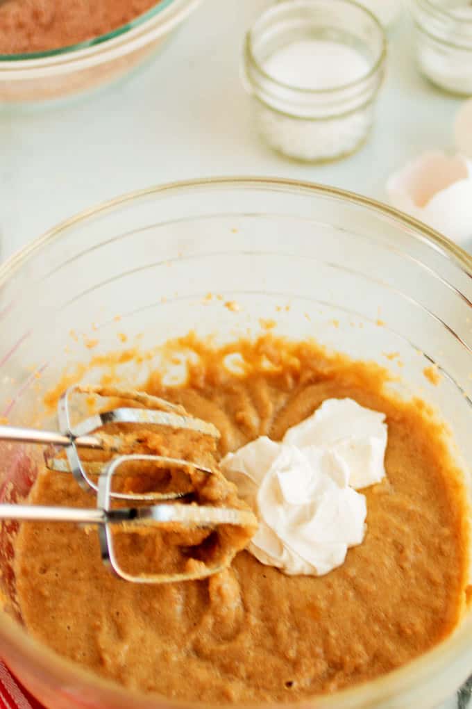 Mixing a bowl of batter