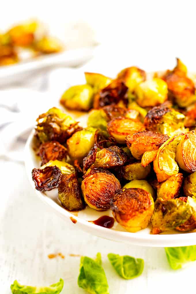 A bowl of roasted Brussels sprouts