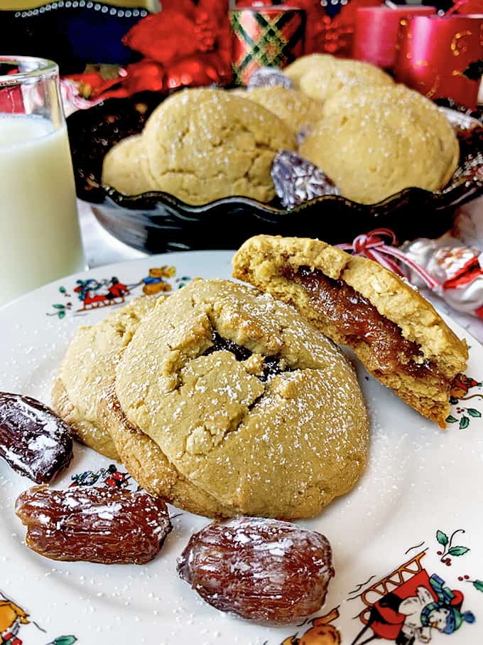 A plate of food, with Christmas cookies