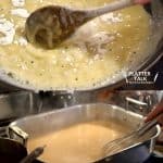 Making a roux in a pan and in a roasted.,