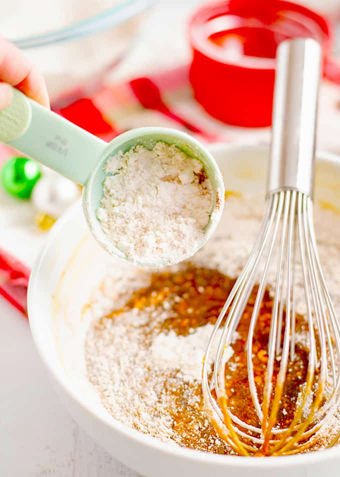 Whisking ingredients in a bowl