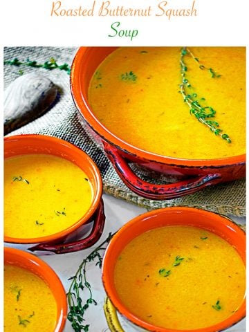 A group of soup bowls garnished with rosemary