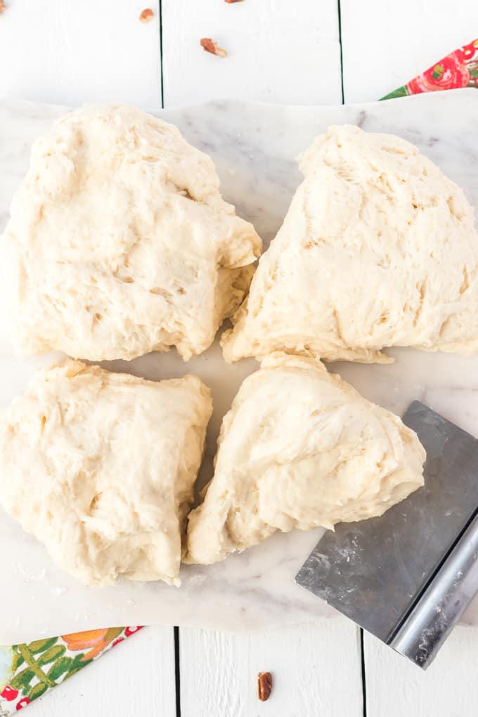 Proofing dough for coffee cake.