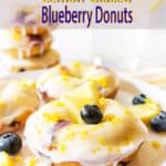 Stack of blueberry donuts with lemon glaze