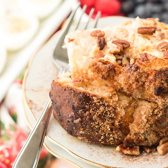 Slice of Sreusel kuchen with fork