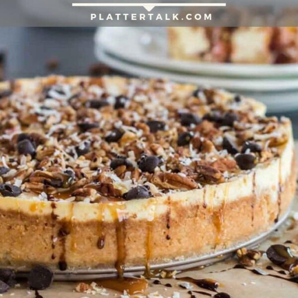 Whole keto cheesecake with nuts and chocolate chips