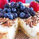Keto cheesecake with berries and nuts.
