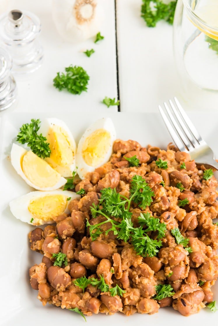 Plate of ful medames with table fork