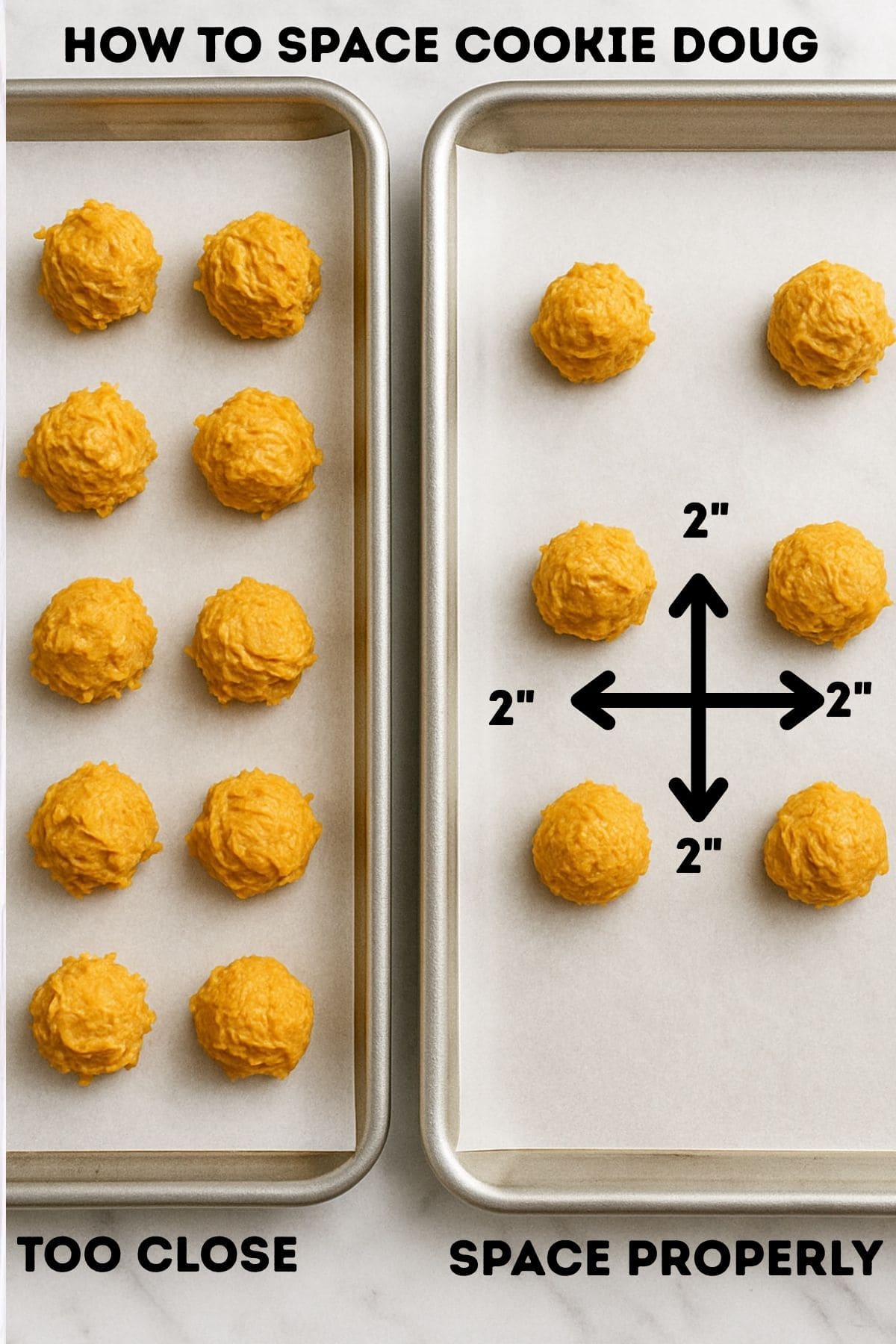Uncooked cookie dough on a baking sheet.