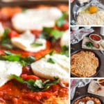 Low carb pizza and process steps to making it.