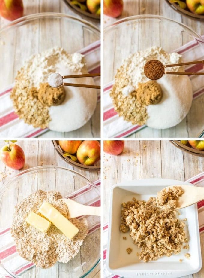 Placing ingredients into a mixing bowl.