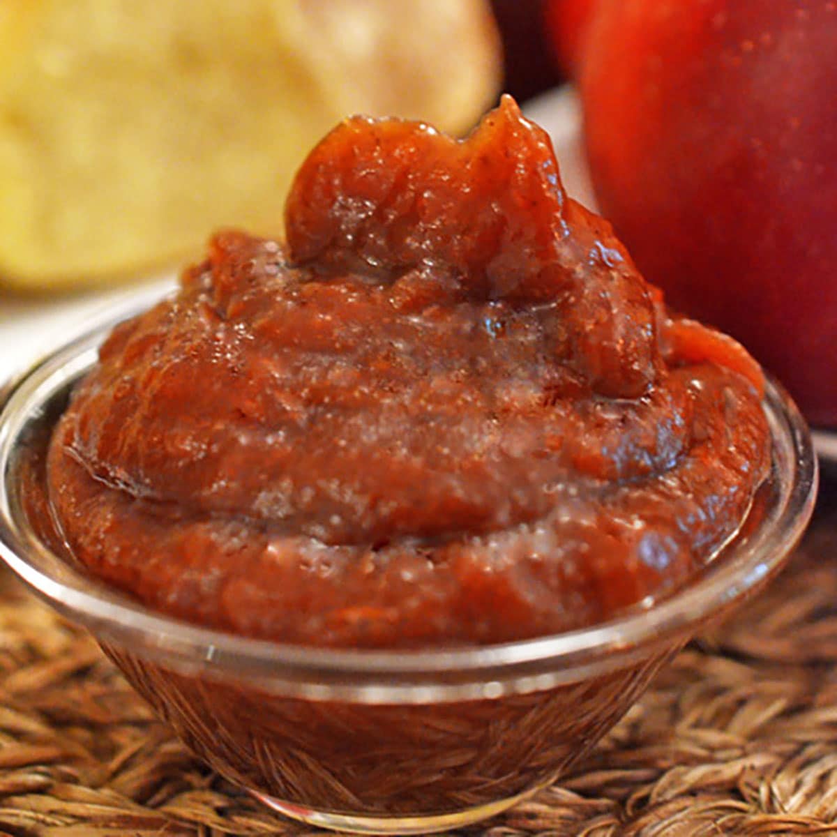 A dish of homemade apple butter