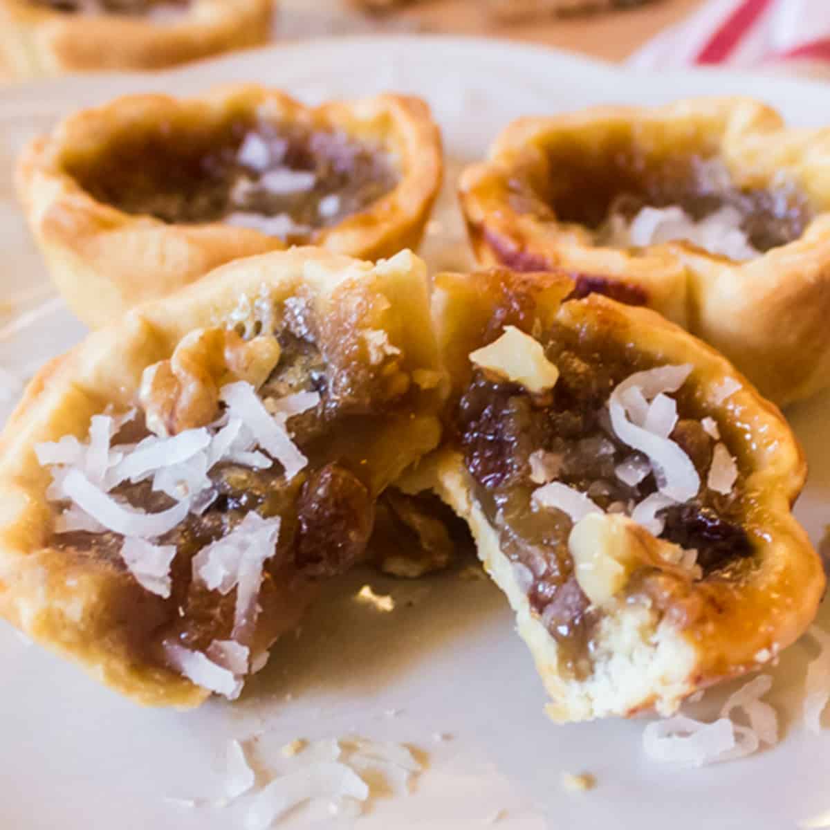 A butter tart split open.