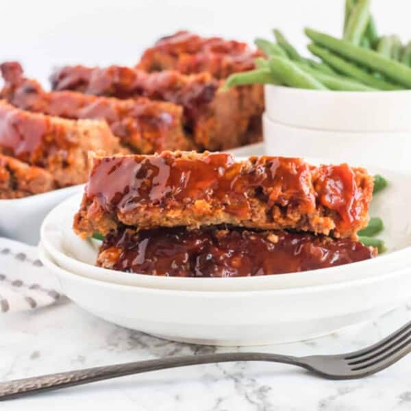 A plate of meatloaf.
