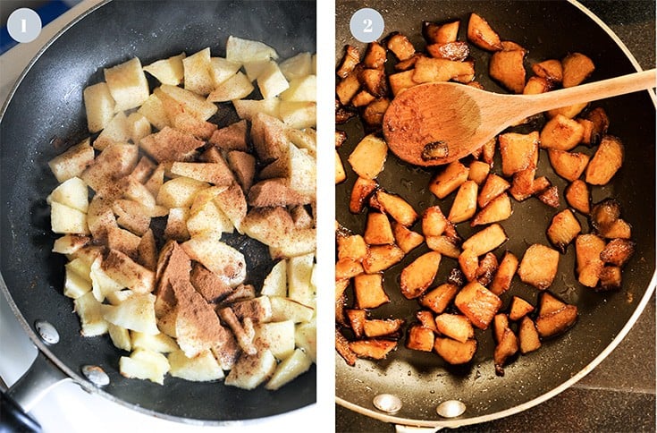 Pan of apples and spices.