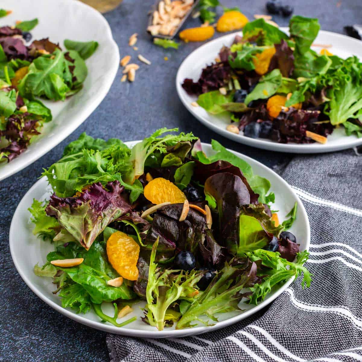 Platers of salad on a table