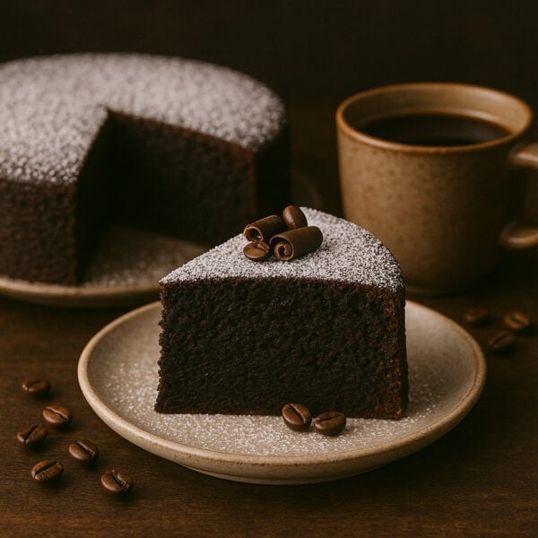 A slice of chocolate cake.