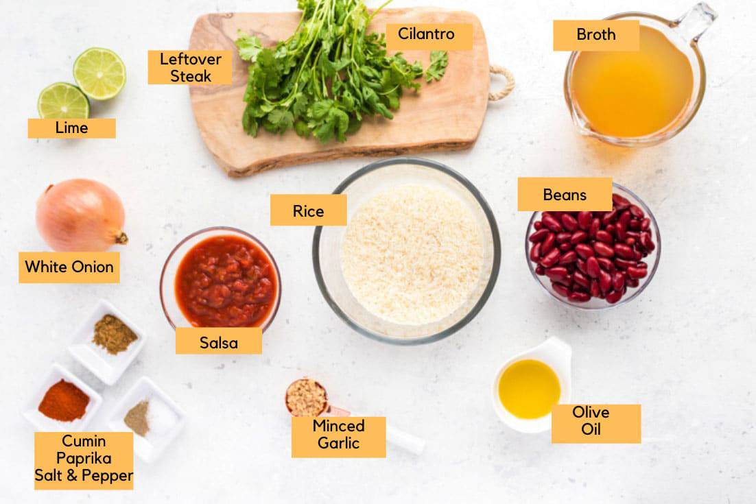 Ingredients that are needed to make Spanish Rice and Beans