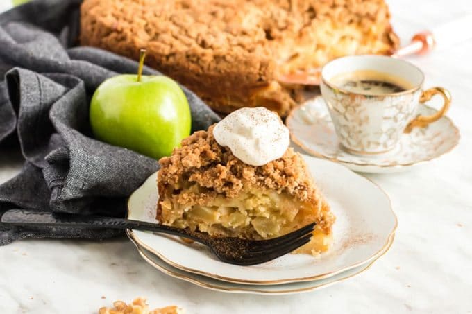 Serving of apple buckle on a plate