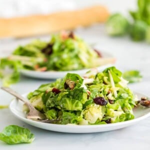 Two plates of Brussels sprouts salad