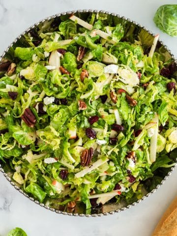 A bowl of Brussels sprouts salad