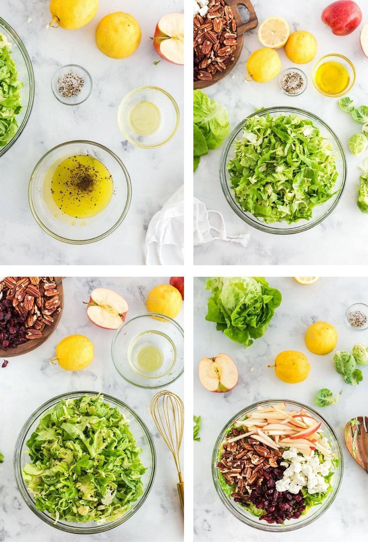 How to make a Brussels sprouts salad Mixing a salad in a bowl