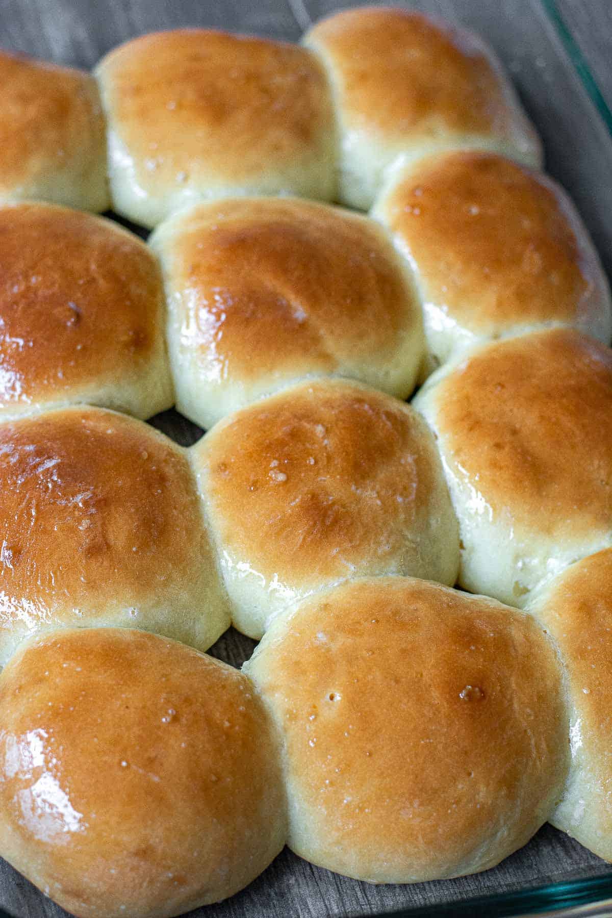 a pan of fresh baked rolls