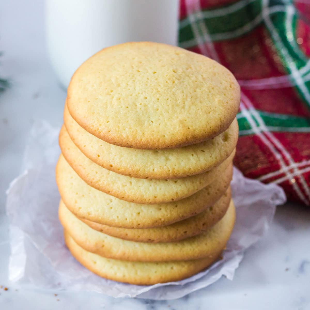 A stack of sugar cookies